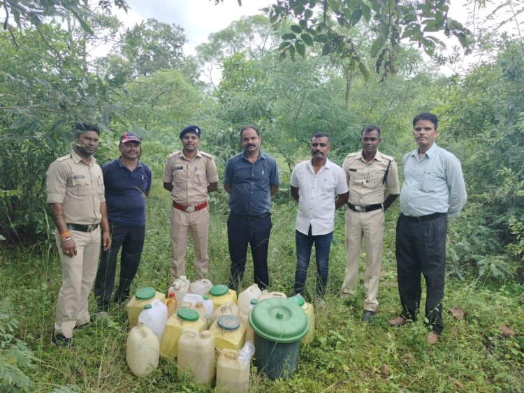 आबकारी विभाग की कार्रवाई, पहाड़ी के जंगल से 190 बल्क लीटर हाथ भट्ठी कच्ची महुआ शराब जब्त