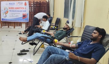 मैट्स विश्वविद्यालय ने किया रक्तदान एवं स्वास्थ्य जांच शिविर का आयोजन
