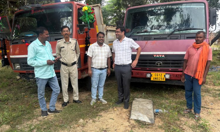 अवैध खनिज परिवहन पर बड़ी कार्रवाई, तीन वाहन जब्त