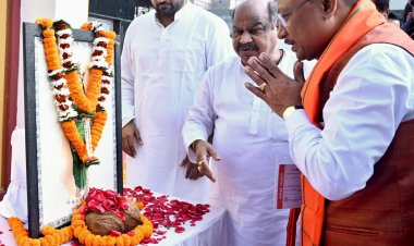 मुख्यमंत्री विष्णुदेव साय ने छत्तीसगढ़ महतारी की प्रतिमा पर माल्यार्पण कर किया नमन