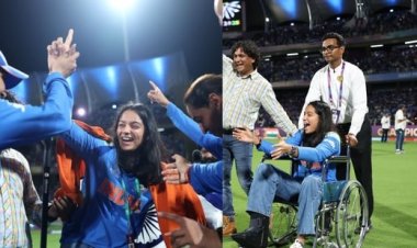 चोटिल प्रतीका रावल ने व्हीलचेयर पर मैदान में उतरकर की जीत की मस्ती, कंधे पर लहराया तिरंगा