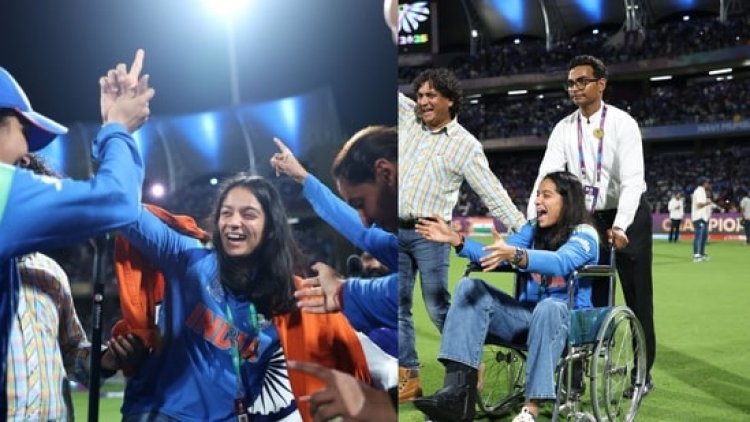 चोटिल प्रतीका रावल ने व्हीलचेयर पर मैदान में उतरकर की जीत की मस्ती, कंधे पर लहराया तिरंगा