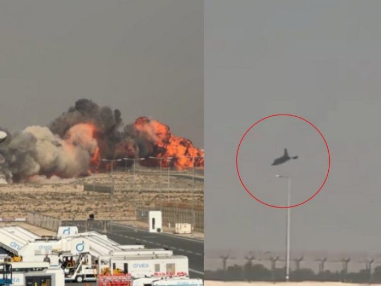 दुबई एयर शो में बड़ा हादसा, फ्लाइट डिस्प्ले के दौरान तेजस लड़ाकू विमान क्रैश