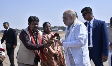 गृह मंत्री अमित शाह का जगदलपुर के मां दंतेश्वरी एयरपोर्ट में हुआ स्वागत