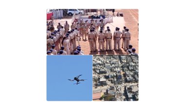 रायपुर पुलिस कमिश्नरेट : ड्रोन से निगरानी,होली के मद्देनजर पुलिस ने किया फ्लैग मार्च