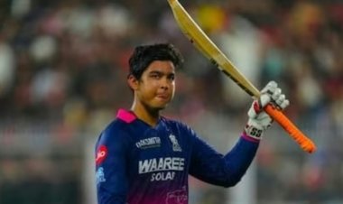 राजस्थान के निर्भीक, धमाकेदार "वैभव" का शतक,केवल 36 गेंदों में 12 छक्के के साथ जयपुर में रात को चमका सूर्यवंशी