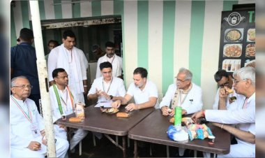 दिल्ली लौटने के पहले नवा रायपुर में राहुल गांधी का सरप्राइज स्टॉप,मैगी पॉइंट में साथ दिखे कांग्रेस के दिग्गज