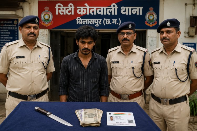 बिलासपुर में रैपिडो चालक से चाकू की नोक पर लूट, आरोपी गिरफ्तार; नकदी और हथियार बरामद