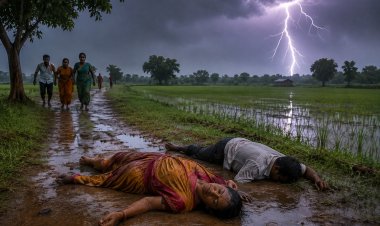 खेत से लौटते समय गिरी आकाशीय बिजली, महिला की मौत; एक ग्रामीण झुलसा