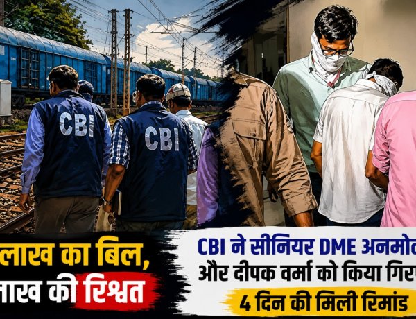 86 लाख का बिल पास कराने 1 लाख की रिश्वत: CBI ने रेलवे के सीनियर DME समेत दो को पकड़ा, 4 दिन की रिमांड