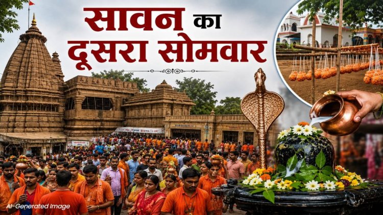 सावन के दूसरे सोमवार को शिवालयों में दर्शन के लिए लगा भक्तों का तांता