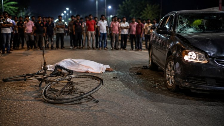 तेज रफ्तार कार ने साइकिल सवार को मारी टक्कर, मौके पर मौत; परिजनों ने किया चक्काजाम