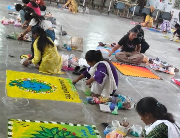 प्रगति कॉलेज में जैज का शुभारंभ : रंगोली में दिखी सांस्कृतिक विरासत,सड़क सुरक्षा और मोबाइल युग की तस्वीर